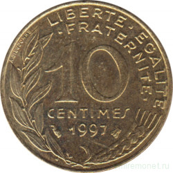 Монета. Франция. 10 сантимов 1997 год.