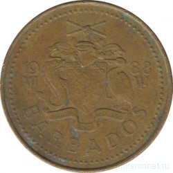 Монета. Барбадос. 5 центов 1988 год.