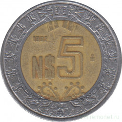 Монета. Мексика. 5 песо 1992 год.
