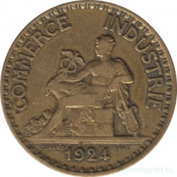 Монета. Франция. 2 франка 1924 год. Аверс - закрытая 4.