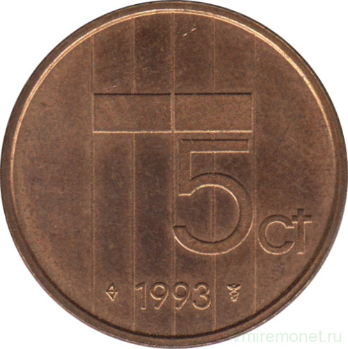 Монета. Нидерланды. 5 центов 1993 год.