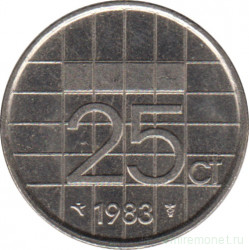 Монета. Нидерланды. 25 центов 1983 год.