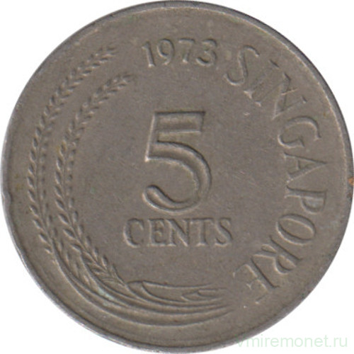 Монета. Сингапур. 5 центов 1973 год.