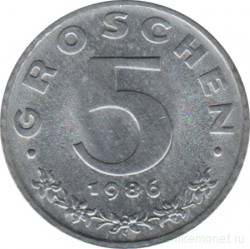 Монета. Австрия. 5 грошей 1986 год.