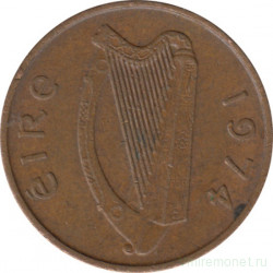 Монета. Ирландия. 1 пенни 1974 год.