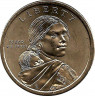 Реверс. Монета. США. 1 доллар 2010 год. Сакагавея, договор с делаварами. Монетный двор P.