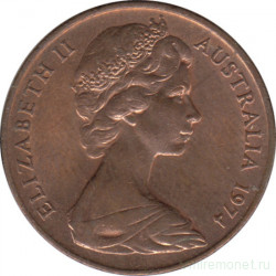 Монета. Австралия. 2 цента 1974 год.