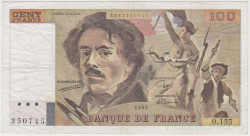 Банкнота. Франция. 100 франков 1989 год. Тип 154d.