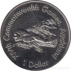 Монета. Новая Зеландия. 1 доллар 1989 год. XIV Игры Содружества 1990. Пловец.