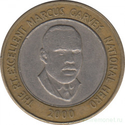 Монета. Ямайка. 20 долларов 2000 год.