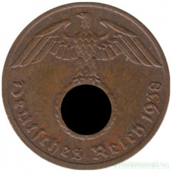 Монета. Германия. Третий Рейх. 1 рейхспфенниг 1938 год. Монетный двор - Мюльденхаттен (E).