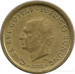 Монета. Швеция. 10 крон 2002 год.