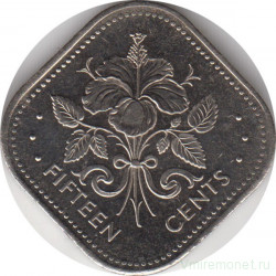 Монета. Багамские острова. 15 центов 2005 год.