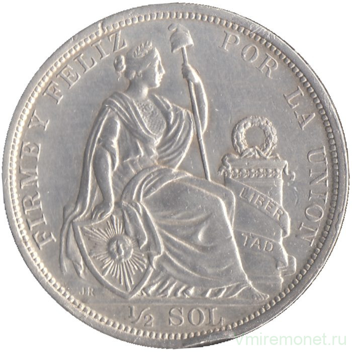 Монета. Перу. 1/2 соля 1907 год.