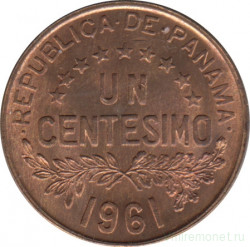 Монета. Панама. 1 сентесимо 1961 год.