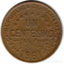 Монета. Панама. 1 сентесимо 1961 год.