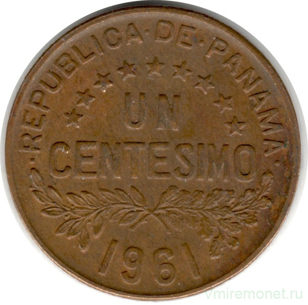 Монета. Панама. 1 сентесимо 1961 год.