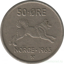 Монета. Норвегия. 50 эре 1963 год.