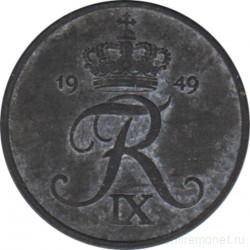 Монета. Дания. 1 эре 1949 год.