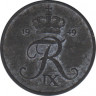 Монета. Дания. 1 эре 1949 год. ав.