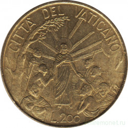 Монета. Ватикан. 200 лир 1999 год.