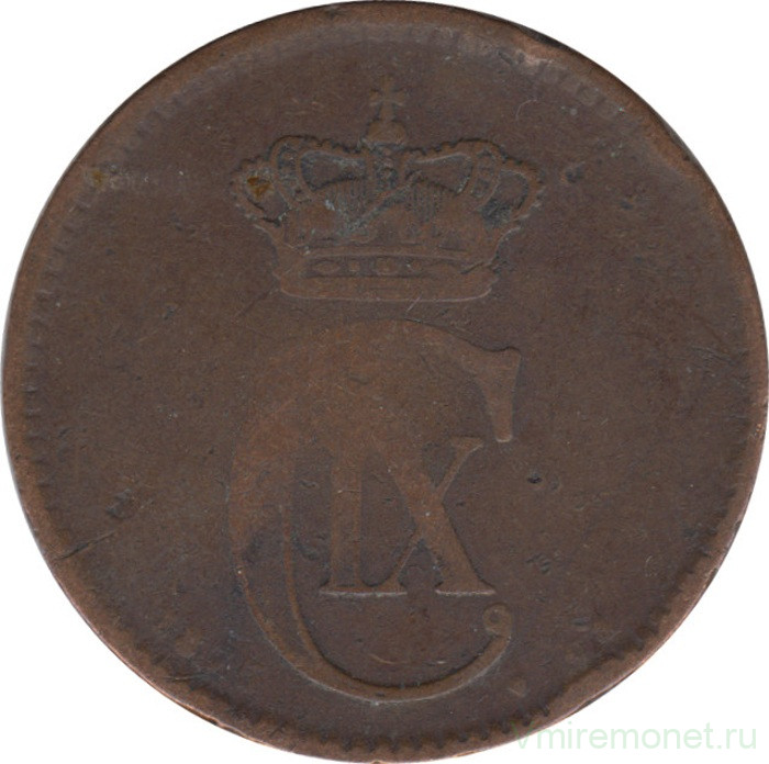 Монета. Дания. 5 эре 1875 год.