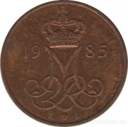 Монета. Дания. 5 эре 1985 год.