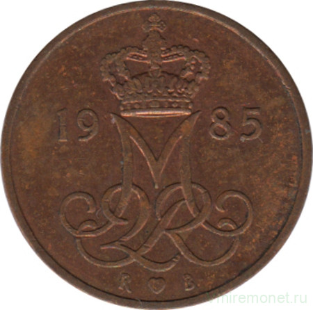 Монета. Дания. 5 эре 1985 год.