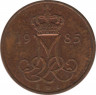 Монета. Дания. 5 эре 1985 год. ав.