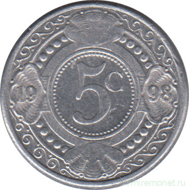 Монета. Нидерландские Антильские острова. 5 центов 1998 год.