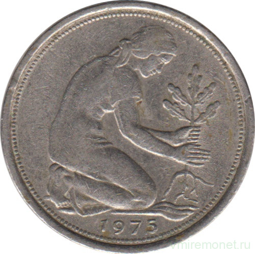 Монета. ФРГ. 50 пфеннигов 1975 год. Монетный двор - Гамбург (J).