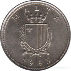 Монета. Мальта. 2 цента 1993 год.