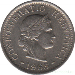 Монета. Швейцария. 5 раппенов 1963 год.