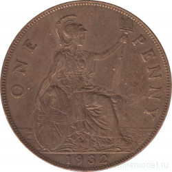 Монета. Великобритания. 1 пенни 1932 год.