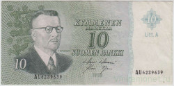 Банкнота. Финляндия. 10 марок 1963 год. Тип 104а(126).