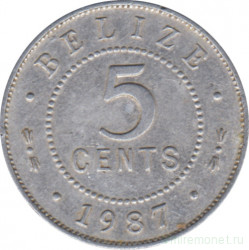 Монета. Белиз. 5 центов 1987 год.