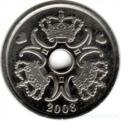 Монета. Дания. 2 кроны 2008 год.
