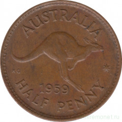Монета. Австралия. 1/2 пенни 1959 год.
