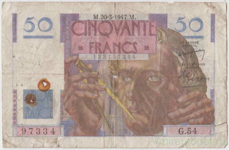 Банкнота. Франция. 50 франков 1947 год. 20.03.1947. Тип 127b.