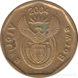 Монета. Южно-Африканская республика (ЮАР). 10 центов 2004 год.