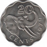 Монета. Свазиленд (анклав в ЮАР). 20 центов 1979 год. ав.