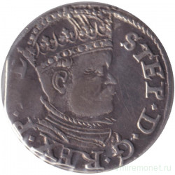 Монета. Польша. 3 гроша 1586 год. Стефан Баторий. (Рига).