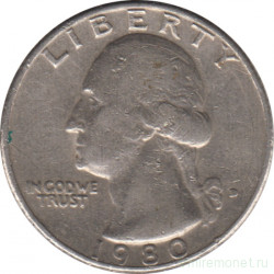 Монета. США. 25 центов 1980 год. Монетный двор D.