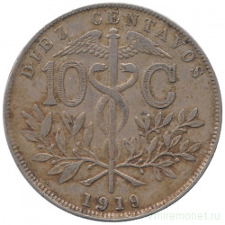 Монета. Боливия. 10 сентаво 1919 год.