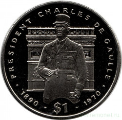 Монета. Либерия. 1 доллар 1995  год. Президент Франции Шарль де Голль.