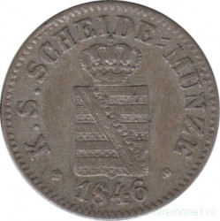 Монета. Королевство Саксония, Дрезден (Германский союз). 1 новый грошен (10 пфеннигов) 1846 год. Фридрих Август II.