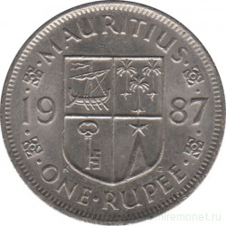 Монета. Маврикий. 1 рупия 1987 год.