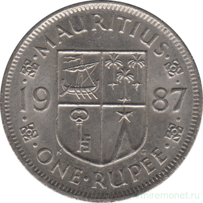 Монета. Маврикий. 1 рупия 1987 год.