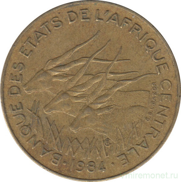 Монета. Центральноафриканский экономический и валютный союз (ВЕАС). 10 франков 1984 год.