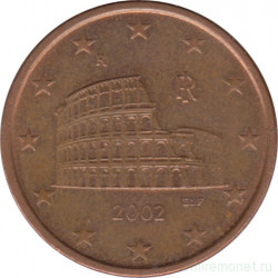 Монета. Италия. 5 центов 2002 год.